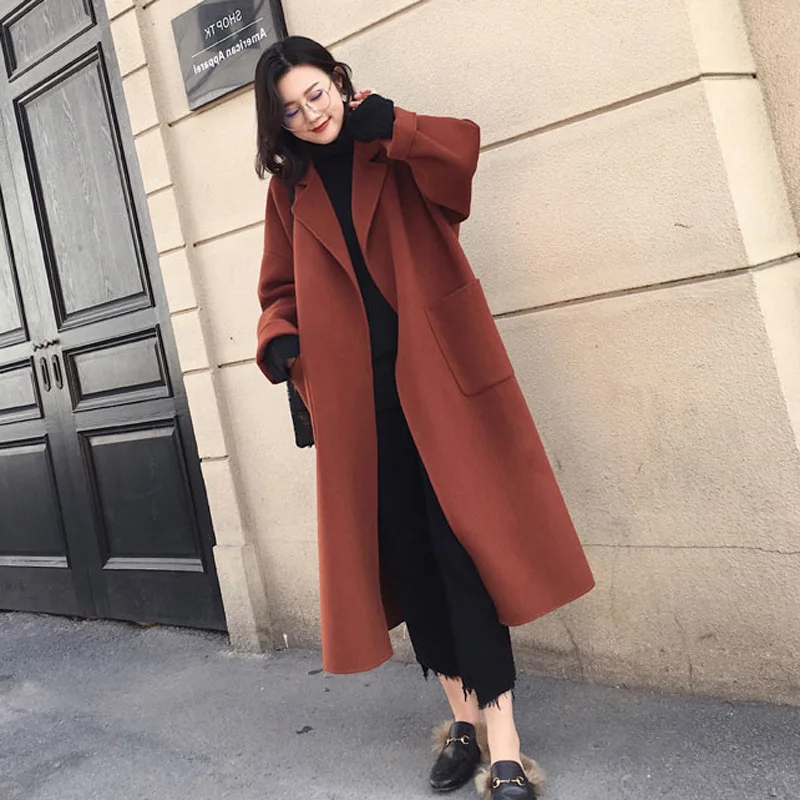 

New Autumn Winter Woolen Coat Women Knitted Cardigan Sweater Ladies Long Sleeve Slim Belt Single Breasted Soft Female Y97
