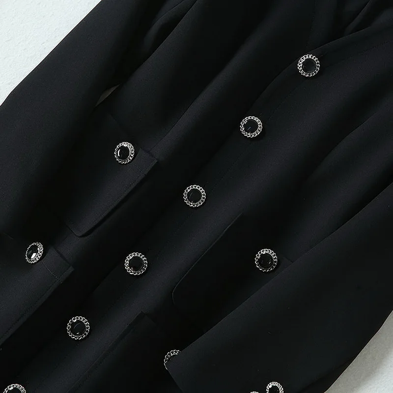 Top Quality New Autumn Winter Long Dress Women V-Neck Beading Buttons Up Pocket Patchwork Long Sleeve Dress Outfits Party