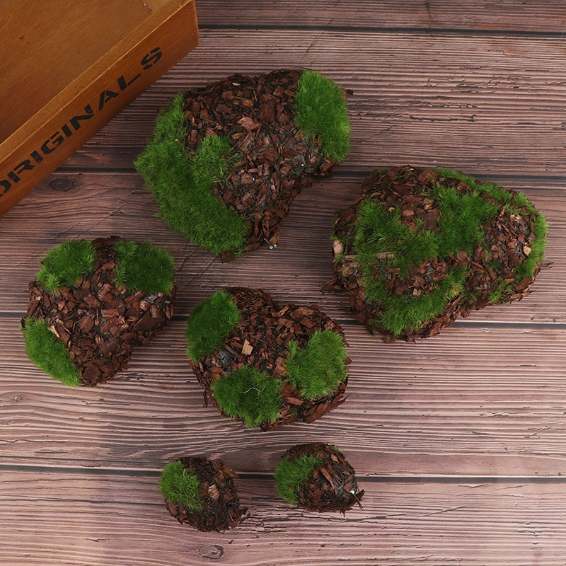 

1/6pcs Wood Chip Green Foam Moss Stone Fake Rock Artificial Flower Pots Christmas Diy Sewing Wedding Home Decoration