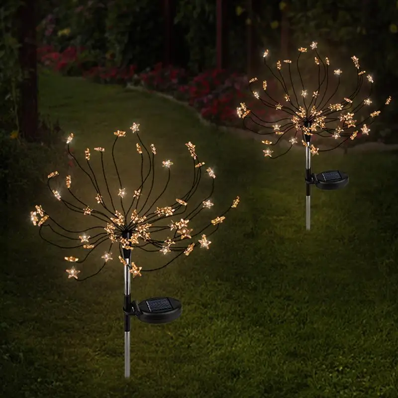 

Рождественские фонари-фейерверки на солнечной батарее, 2 шт., 90 светодиодов, садовые фонари, светодиодные лампы для лужайки, уличные садовые ...