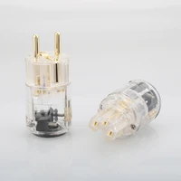 hifi transparent gold plated eur schuko power cable extension plug iec female connector male female plug