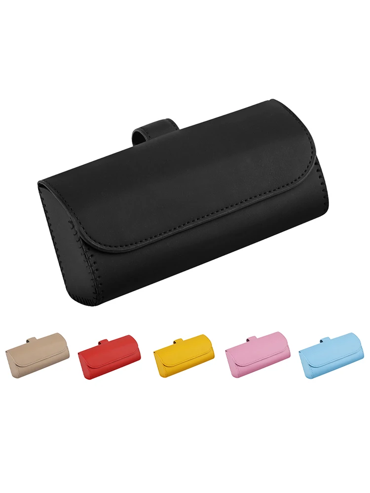 

Auto Car Visor Sunglasses Case Clip Hanger Magnetic Fastener Sunglasses Holder PU Leather Storage Box Car Interior Accessories