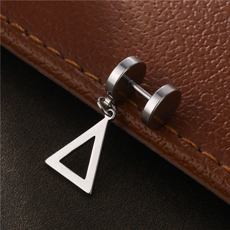 

New Popular Pendant Earrings Unisex Stainless Steel Hypoallergenic Cross Barbell Punk Earrings Simple Personality Wild Earrings