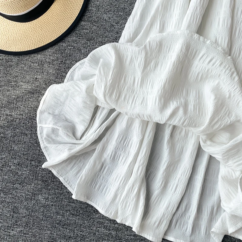 Платье женское однобортное с V-образным вырезом элегантное винтажное белое