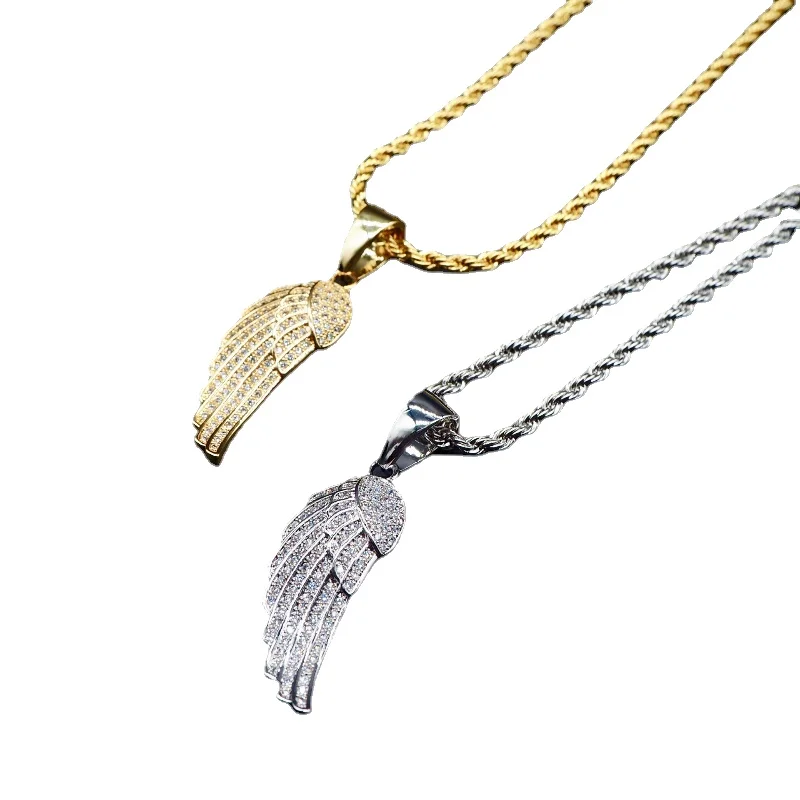 

Stainless Steel Personalized Jewelry Wing Necklace Men Pendant Punk Hip Hop Streetwear Jewelry Accessories Friend Couple Gifts D