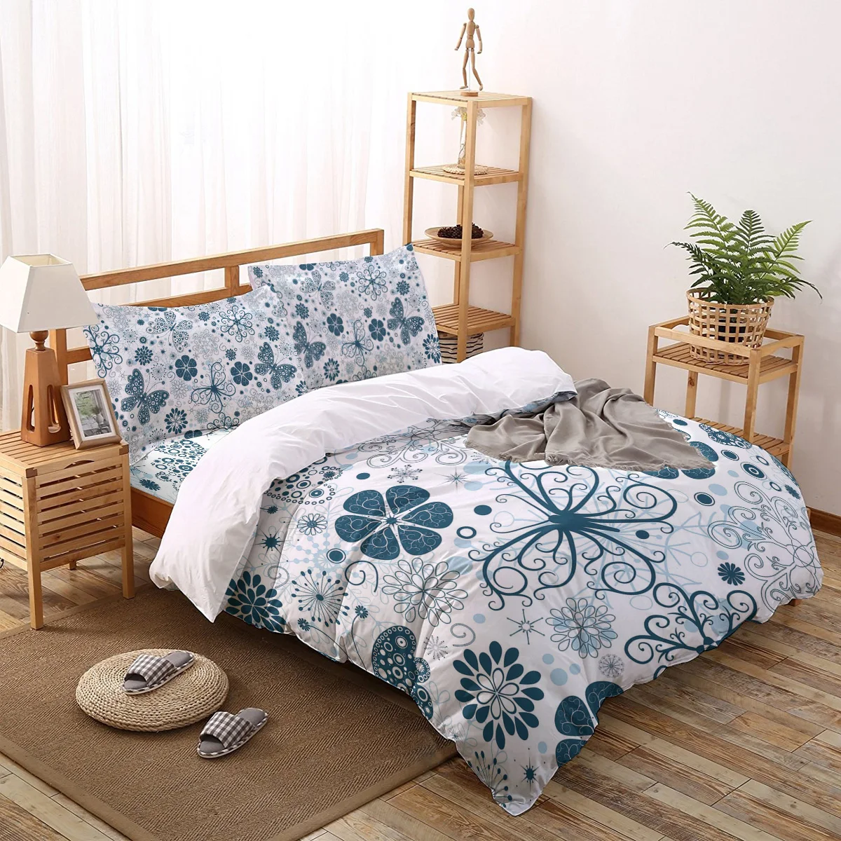 

2/3/4pcs Bedding Set Snowflakes And Butterfly Patterns Duvet Cover Creative Comforter Bed Cover Set Housse De Couette Bedclothes
