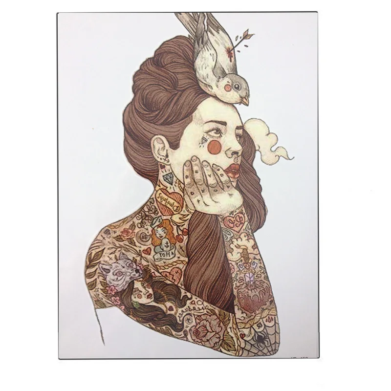 Горячая Распродажа 21X15 см дьявол девушка под маской временные татуировки