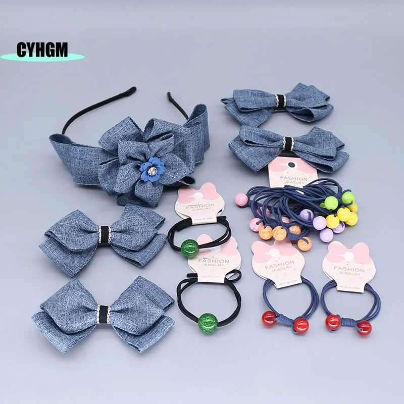 New Fashion hair ties set hair clip Elastic hair band girls hair rubber band Denim hair accessoriess for women K07-1