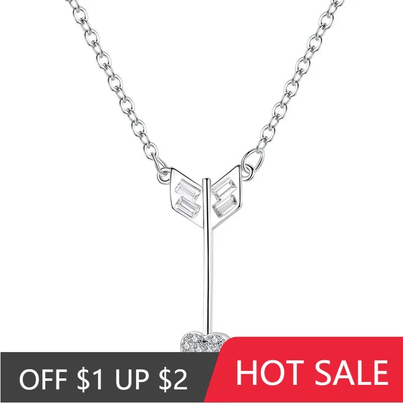 

IHUES Fashion Creative Eros Cupid's Arrow Zircon Necklace Trend Simple Love Pendant Valentine's Day Gift For Woman