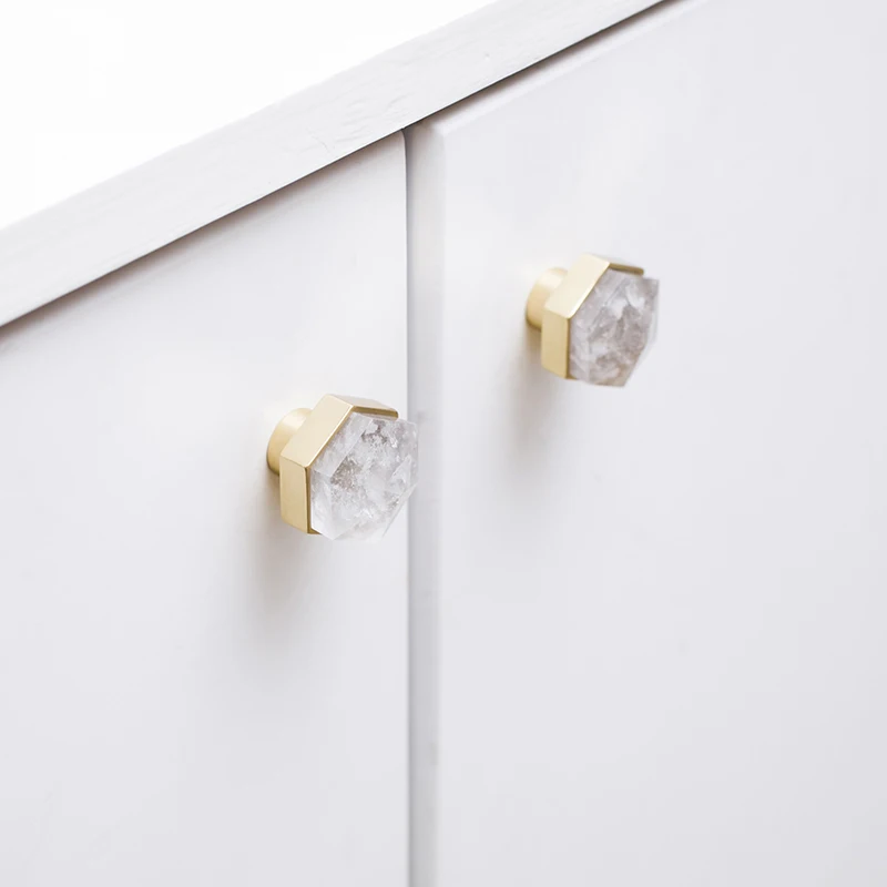 Шестигранная форма/с украшением в виде кристаллов + латунь ручка комод круглые
