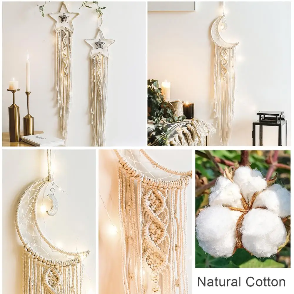 

4 Pack Bohemian Macrame Wall Hanging Moon Dream Catcher For Wall Decor Home Room Decor Gifts for Girls Free Shipping