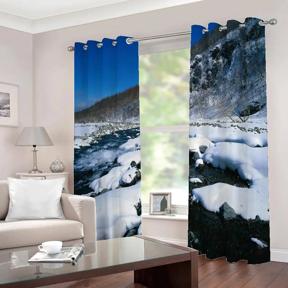 3d-затемняющие шторы с изображением снежного пейзажа на заказ картины природой
