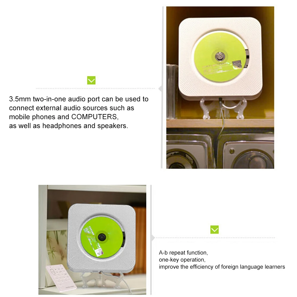 Встроенный HiFi динамик CD плеер портативный домашний настенный USB Домашний Bluetooth