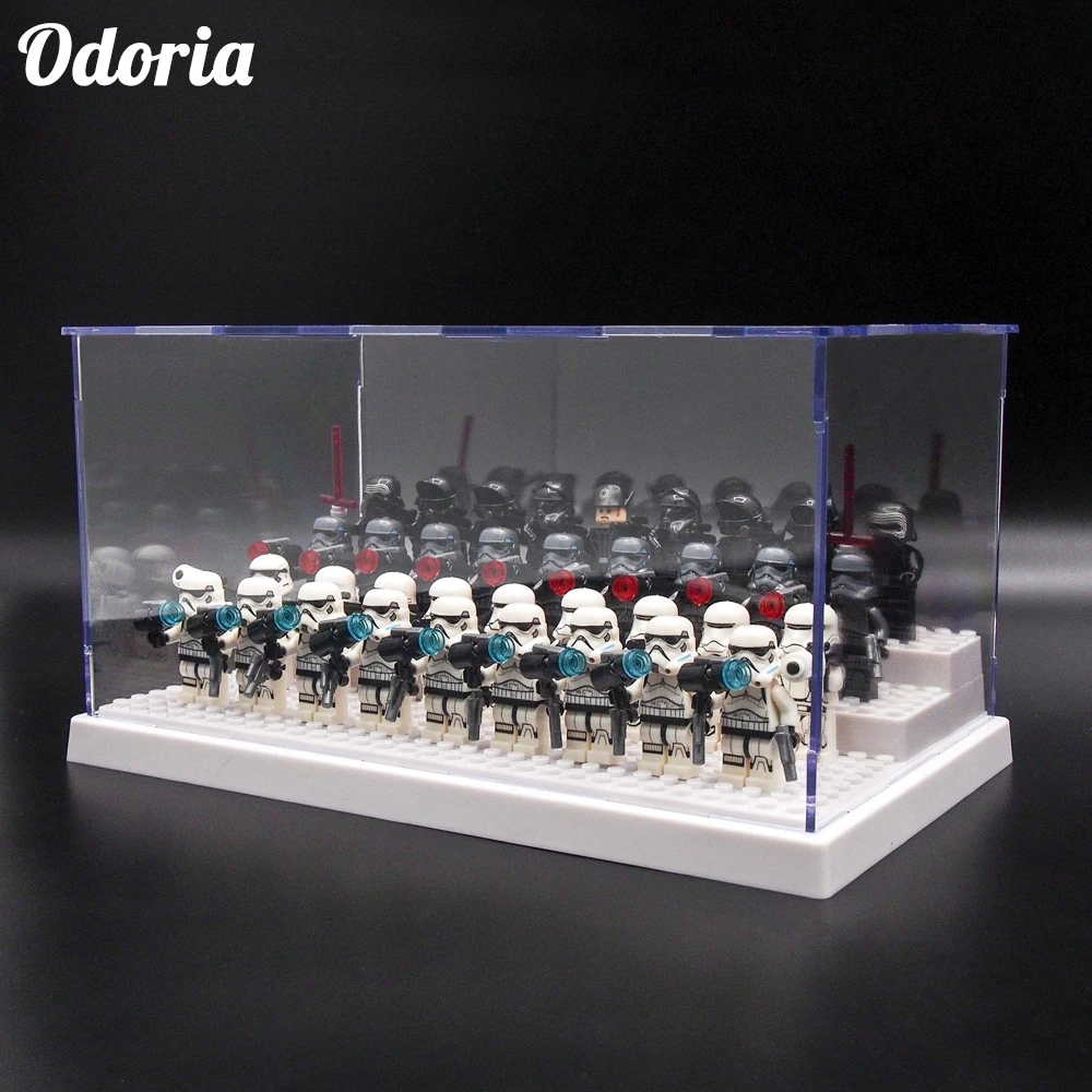Odoria 24x14x12 см 3 шага строительные блоки Акриловые Дисплей чехол из прозрачного
