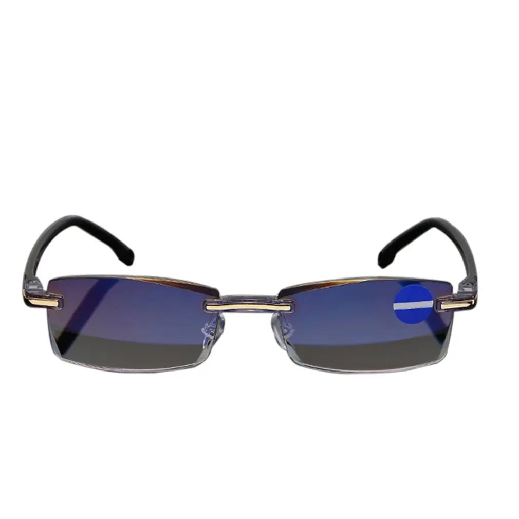 Очки для чтения без оправы с алмазной огранкой анти синий светильник и синяя