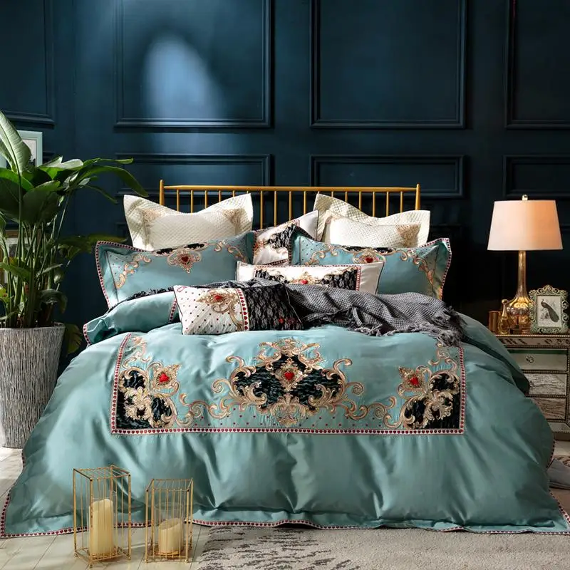 

42 Embroidery Indian Queen Bedding set King Queen Size Egyptian Cotton Bed set Duvet cover bed sheet Pillowcases Home