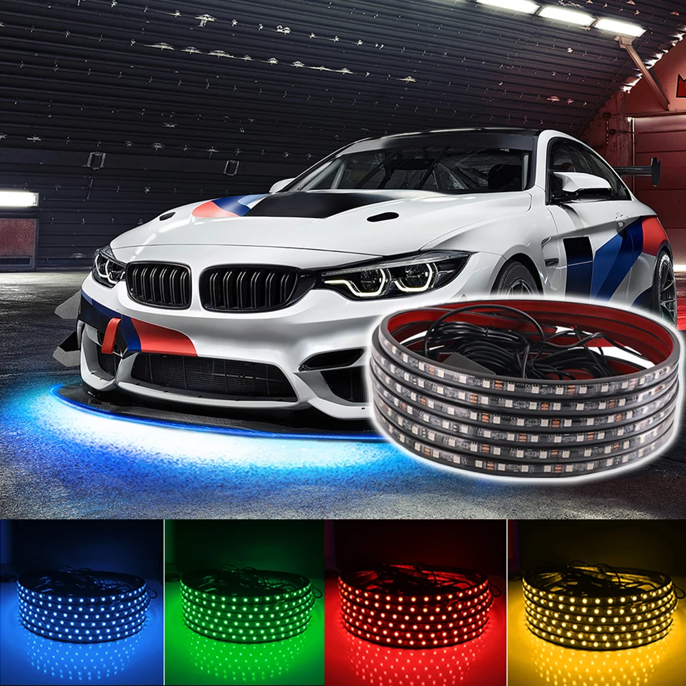 

Гибкая светодиодная лента для подсветки автомобиля, неоновая декоративная светильник ПА с дистанционным управлением через приложение, RGB, ...