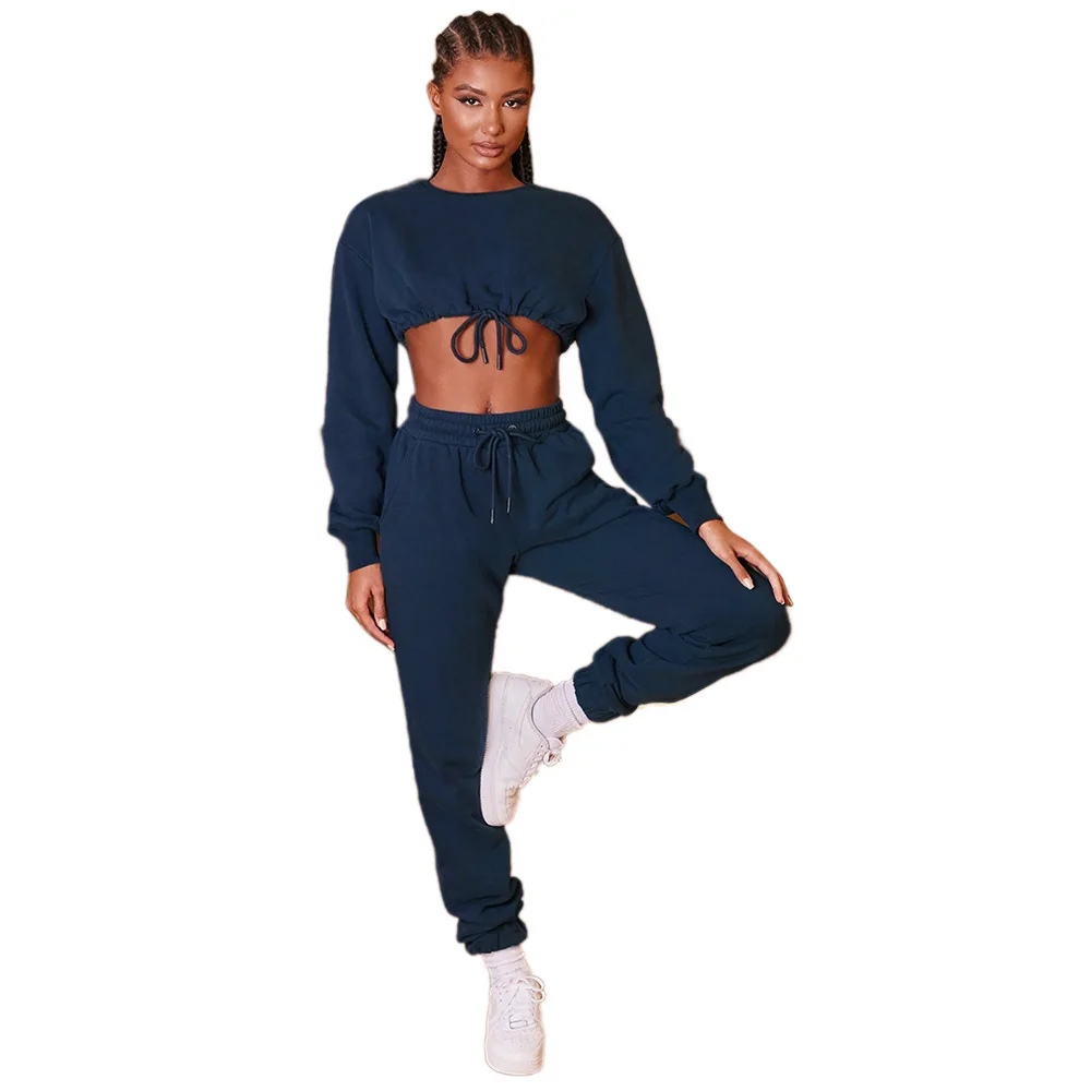 Женский спортивный костюм для тренировок модный однотонный укороченный Топ с