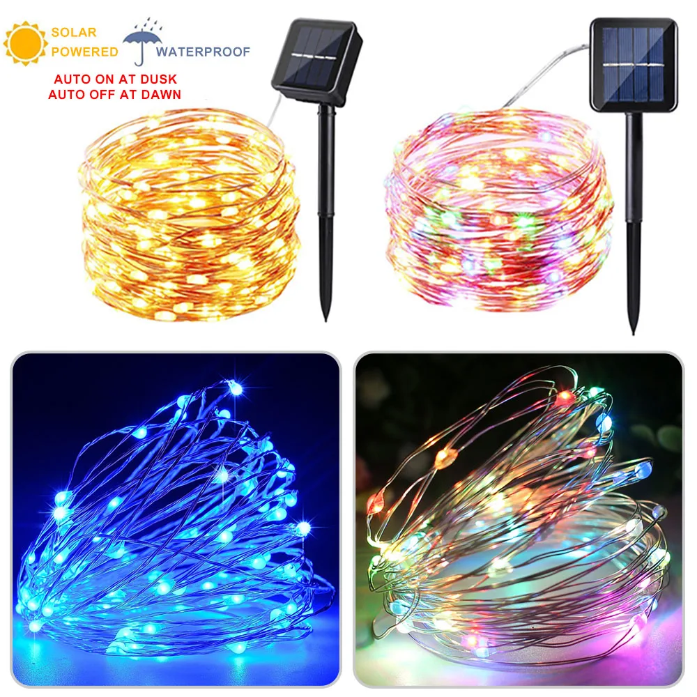 Светодиодный солнечный светильник 22m 200LED серебряной проволоки в сказочном стиле