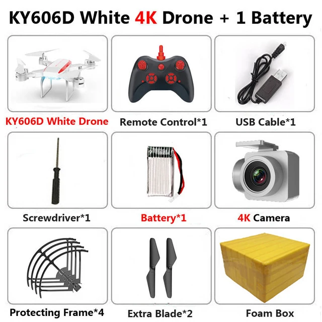 4K White 1B FB KEELEAD Дрон KY606D 4K 1080P HD wifi камера дроны режим удержания высоты складной Радиоуправляемый квадрокоптер с камерой VS E58 SG106 мини Дрон - Цвет: 4K White 1B FB