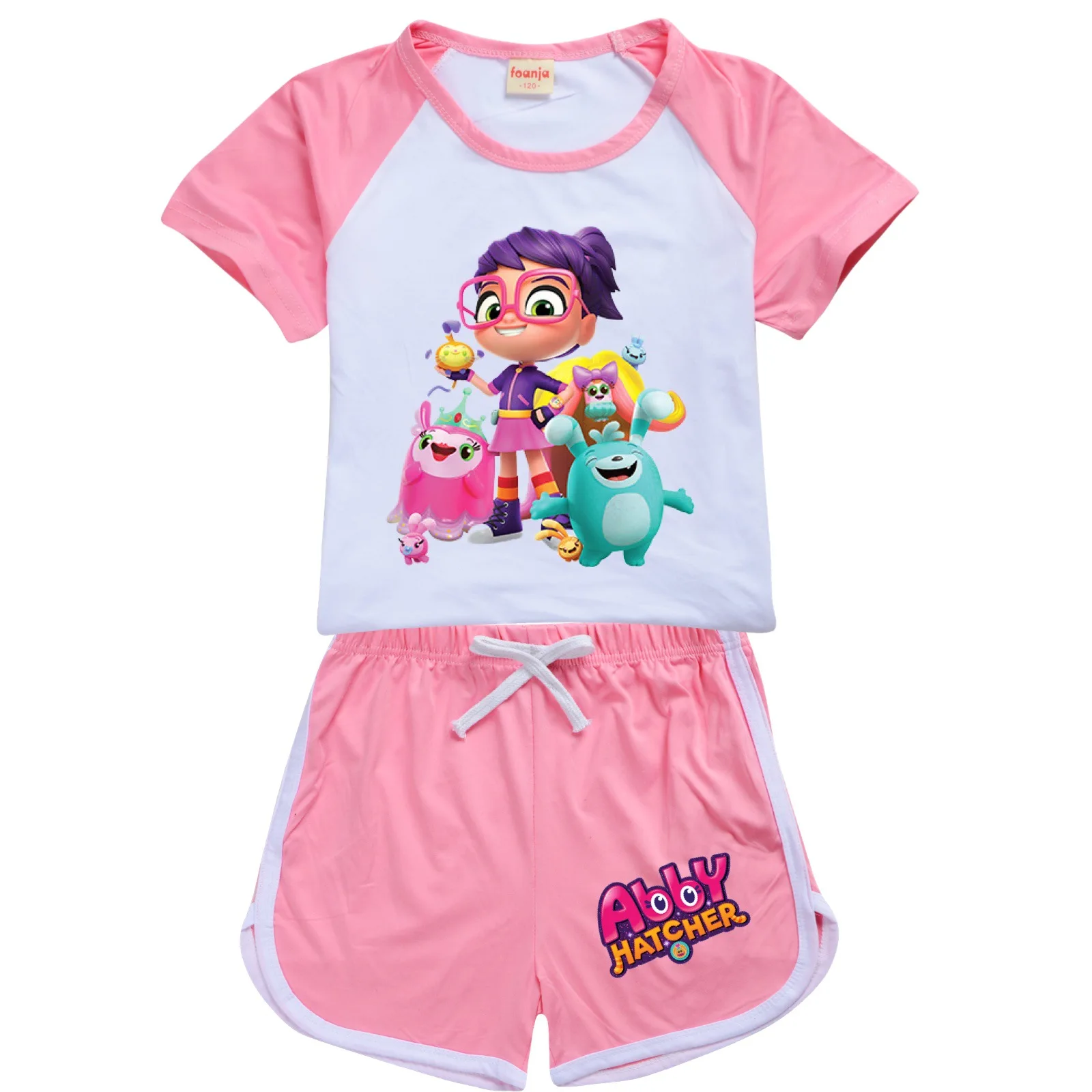 

Abby Hatcher 100-170 New T-shirt Shorts Casual Sports Set Cartoon O-Neck Unisex
