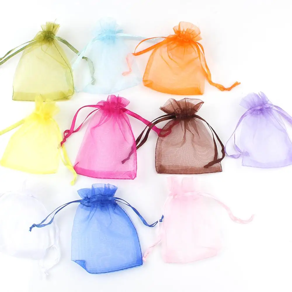 

50pcs 7x9 9x12 10x15 13x18cm Gift Organza Bags Drawable Wedding Party Decoration Gift Bags Display Packaging Jewelry Pouches