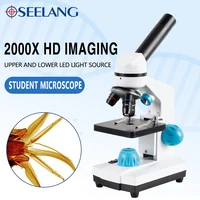 zoom 2000x biological hd microscope 13pcs accessories electronic eyepiece monocular student laboratory lab education led usb