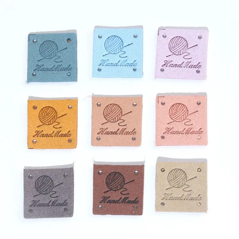 Sewing Accessories 20Pcs Square Labels Hand Made Tags For Clothing PU Leather DIY Knitting Hats Handmade Gift Decor | Дом и сад