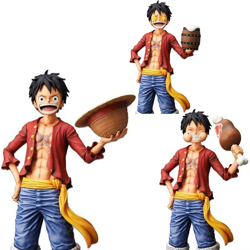 

One Piece Monkey D. Luffy Anime Figure Three Forms Of Luffy Star Eyes Eat Meat Replaceable PVC Action Figure Toy Model Doll Gift