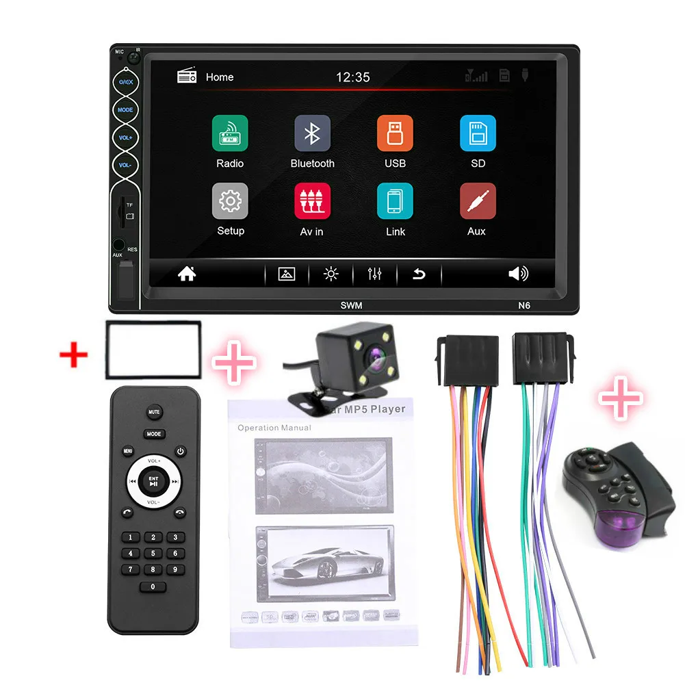 frame control camera SWM N6 двойной 2 DIN стерео MP5 плеер 7 дюймов сенсорный экран bluetooth USB AUX радио приемник в тире головное устройство+ камера - Цвет: frame control camera