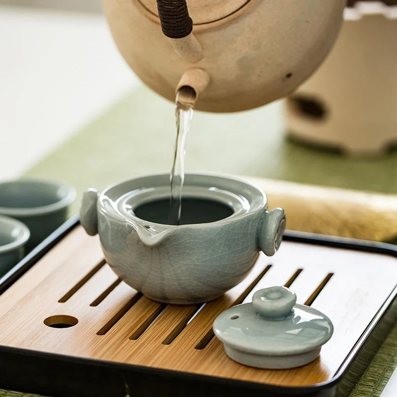 

Chinese-style Co-kiln Travel Tea Cup Set Outdoor Carrying Bag Portable Kung Fu Tea Set