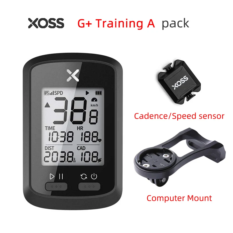 XOSS велосипедный компьютер G+ беспроводной gps Спидометр Водонепроницаемый дорожный велосипед MTB велосипедный Bluetooth ANT+ с каденцией велосипедные компьютеры - Цвет: Training A pack