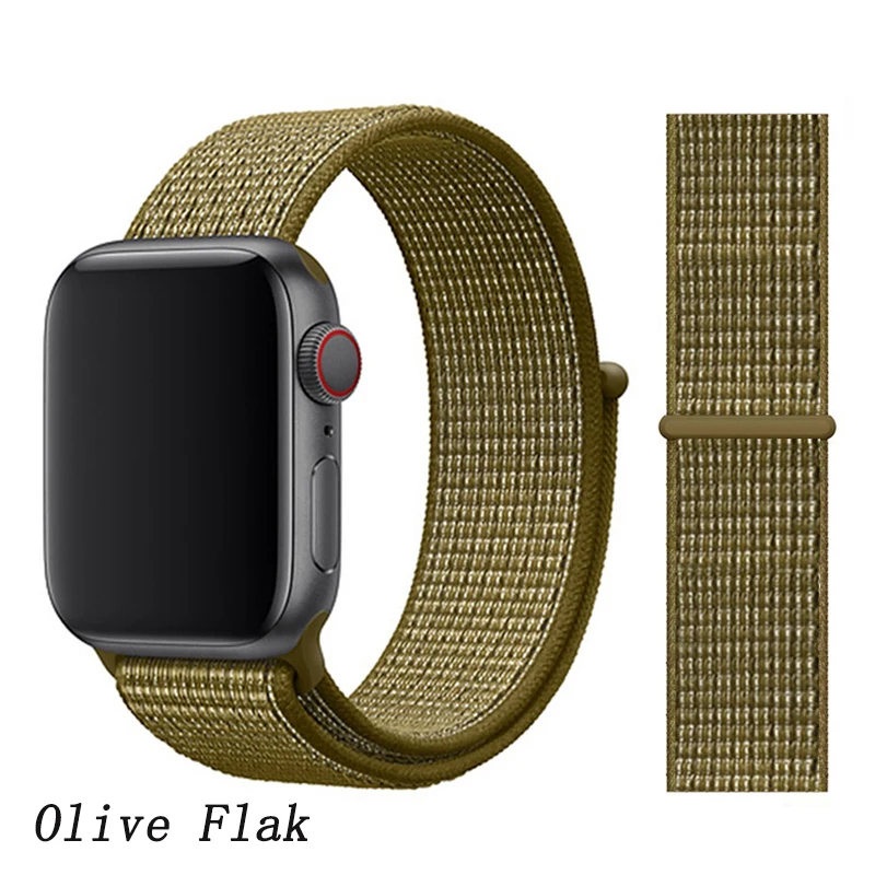 Ремешок для apple watch 5 4 ремешок 44 мм 40 мм Correa 42 мм 38 мм iwatch 5 4 3 2 нейлоновый браслет pulseira ремешок для часов - Цвет ремешка: Olive Flak
