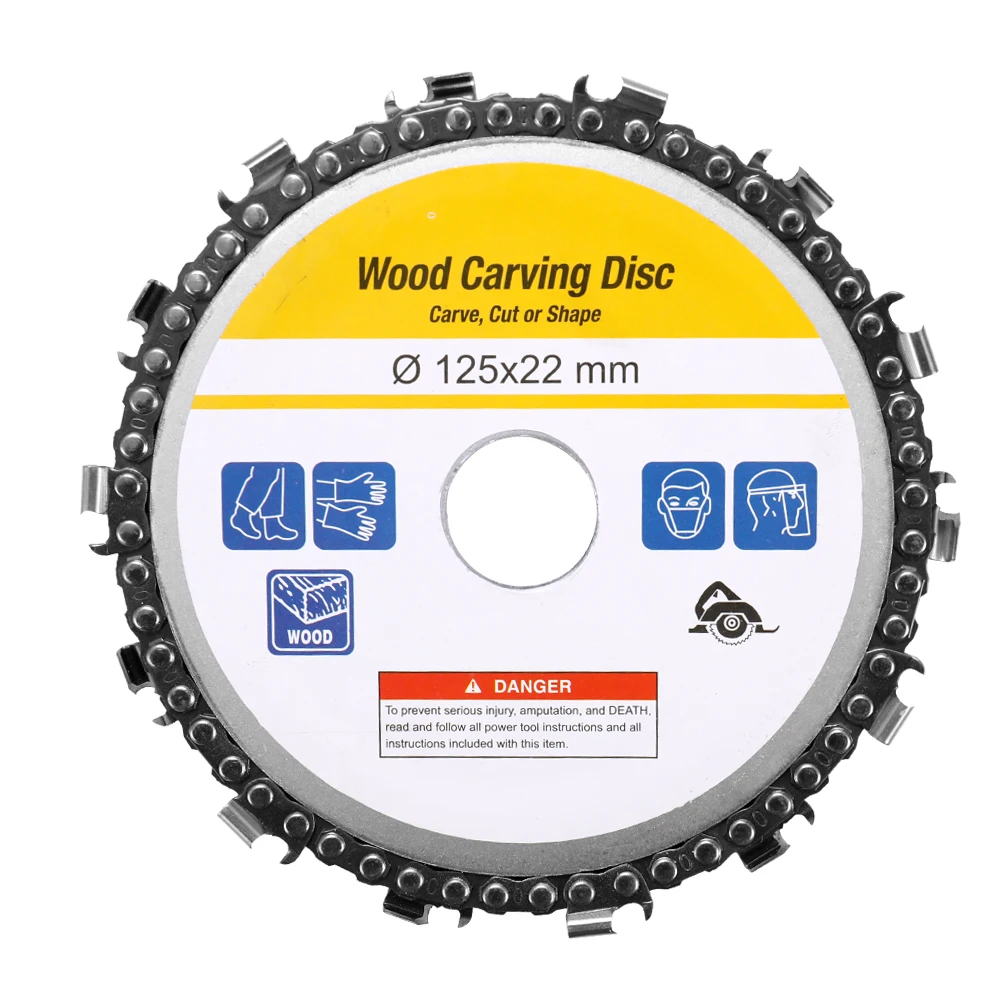 

Grinder Chain Disc 5 Inch 14 Teeth 22mm Arbor Woodworking Carving Disc for 125mm Angle Grinder and Circular Saw