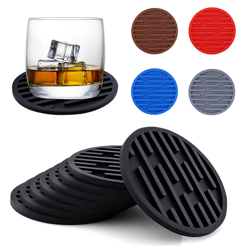

10cm Colorful Silicone Coasters Round Heat Resistant Tea Cup Mat Drink Coffee Mug Glass Beverage Holder Pad Decor Table Mat