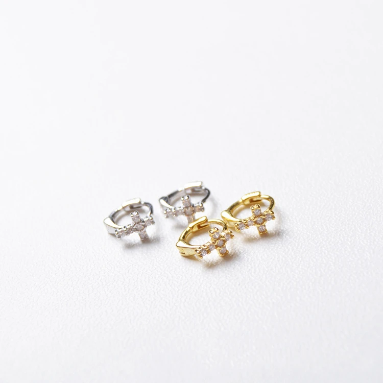 Серьги из стерлингового серебра 925 пробы, модные серьги из циркона, крест, кость, Пряжка для ушей, милые дикие тренды, дикие женские ювелирные украшения для ушей