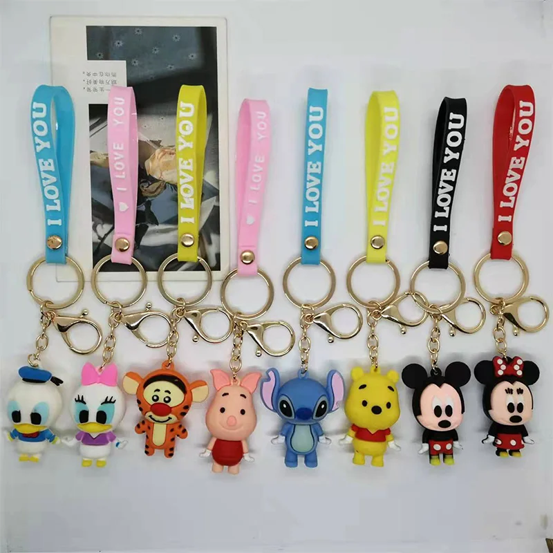 Брелок для ключей Disney с Микки и Минни мультяшная фигурка Стич Дональд Дак