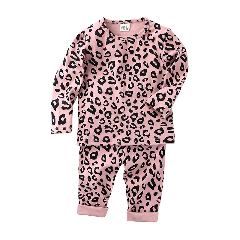 

2020 Autumn 2Pcs Kids Pajama Sets Children Sleepwear Baby Pajamas Sets Boys Girls Leopard Soft Cotton Nightwear Sleepwear Robe