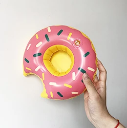 Pink donut 24 стиля мини надувная форма воды плавательный бассейн напиток чашка подставка держатель поплавок игрушки подставки для воды напитков пивная бутылка - Цвет: Pink donut