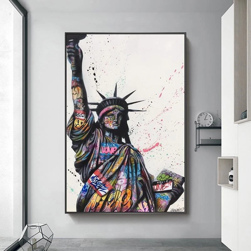

Statue of Liberty Graffiti art Paintings on the Wall Art Posters and Prints Street Art of Statue of Liberty Pictures Home Decor