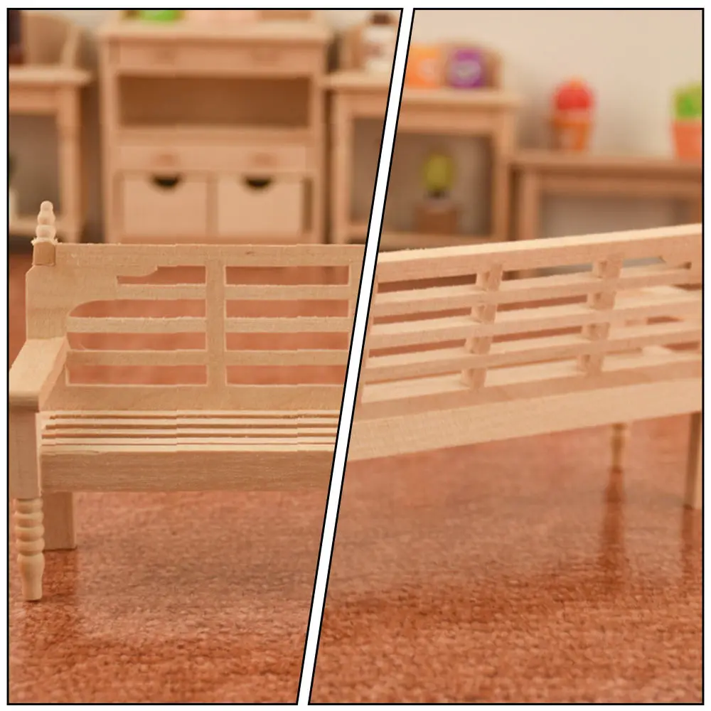 

1pc Mini Scene Model Wooden Bench Model Mini Landscape Decor Bench Model Decor