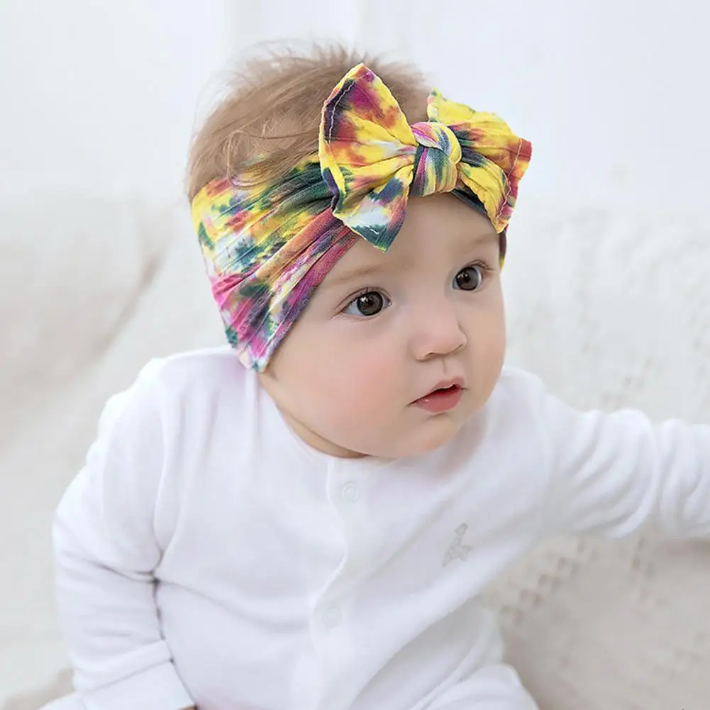 

Baby Girl Tie-Dye Knot Bow Hair Bands For Newborns Turban Babies Accessories Headband On The Head Wrap Headbands For Children