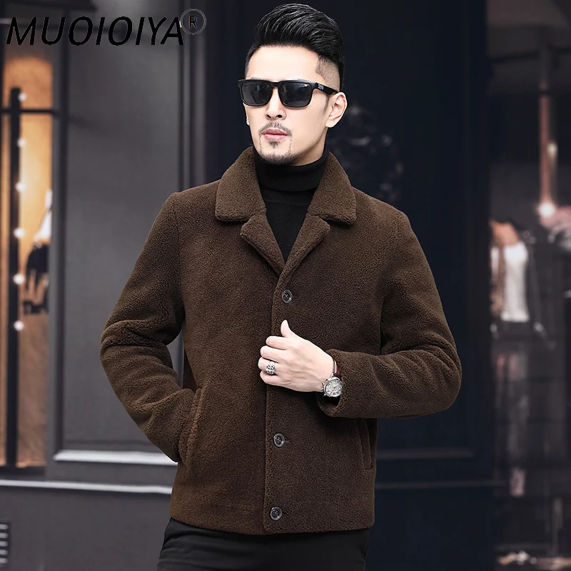 

Куртка MUOIOYIA мужская с овчиной, короткая теплая шерстяная верхняя одежда, натуральный мех, SQQ731, зима 100%