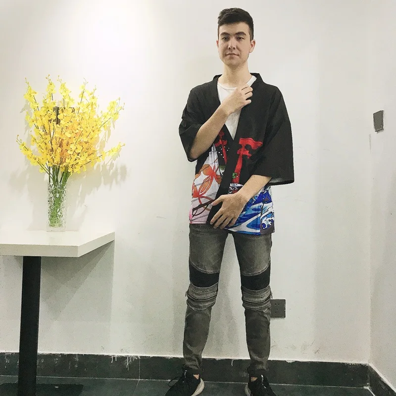 Рубашка-кимоно Мужская хаори Японская уличная одежда рубашка в японском стиле