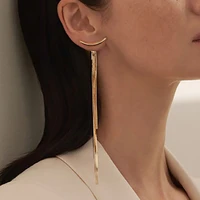 vintage long thread tassel glossy ar bar drop earrings for women gold color geometric korean fashion jewelry hanging pendientes