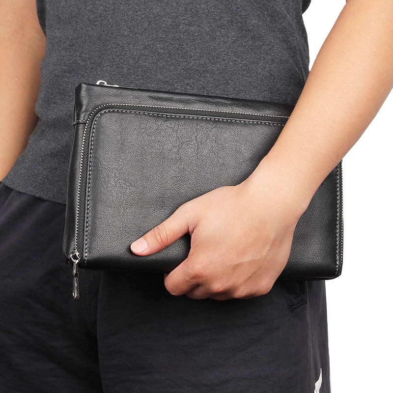 Мужская сумка клатч на молнии модный мужской кошелек из натуральной кожи мужские