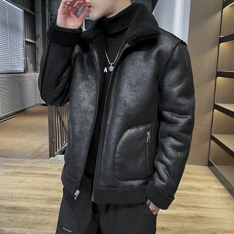 Одежда с обеих сторон мужские замшевые пиджаки пальто свободный Мотоцикл