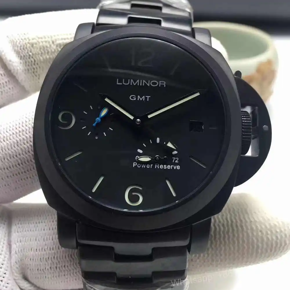 

Новинка 2022, часы ведущей марки, роскошные часы с автоматическим ремешком из нержавеющей стали Luminor Marina Best Edition GMT, мужские часы с резервным за...
