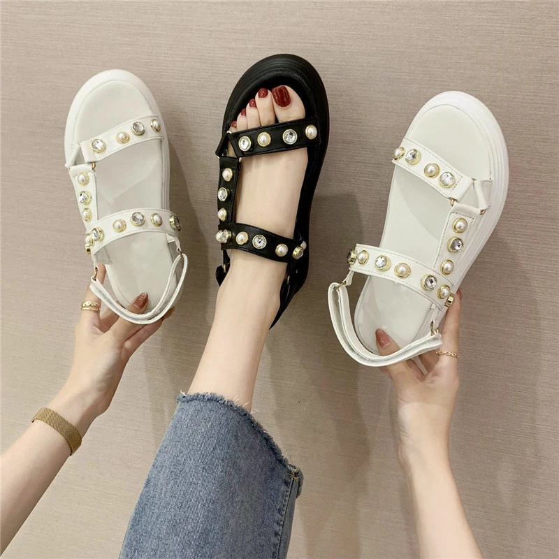

Women Flats Casual Sandals Rivet Strap Hook & Loop Wedge Platform Soft Feet Bed Summer Beach Fashion Leisure Ladies Sandalias