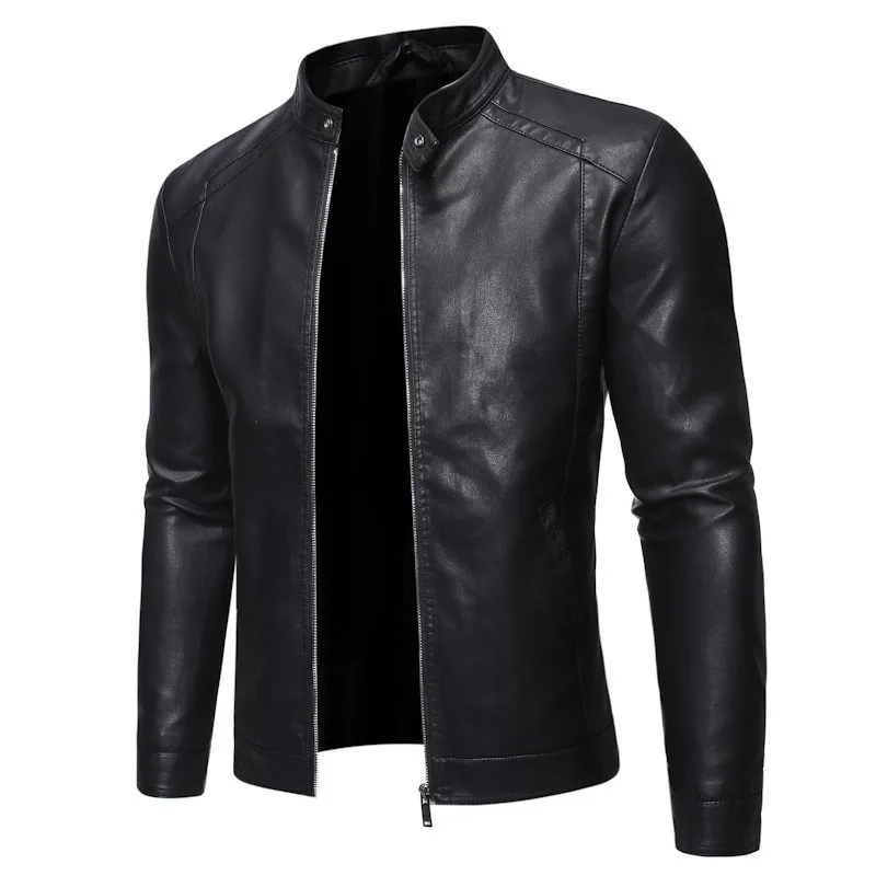 

MORUANCLE Men's Casual Faux Leather Jacket Slim Fit Simple Biker Motorcycle Coat Thick Warm Racer Outerwear Plus Size M-5XL
